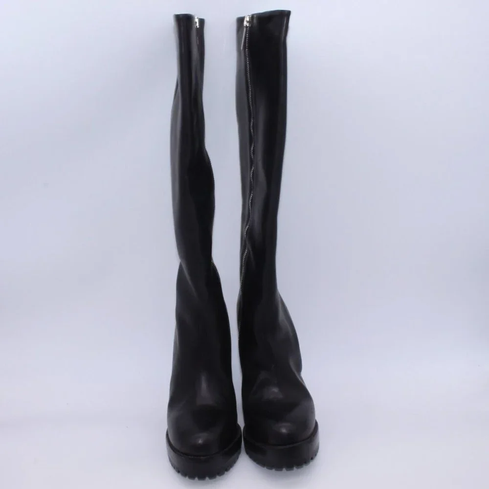 Michael Kors Leather Tall Riding Platform Heel Boots Black Size 40 New W/Defect